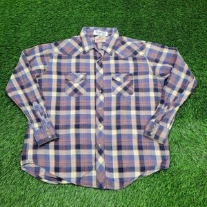 Wrangler Western Plaid Button Shirt XL 24x29 Cowboy Blue Yoke